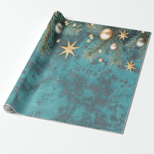 Christmas Balls Stars Branches Vintage  Wrapping Paper