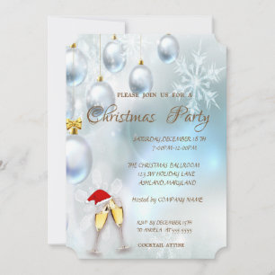 Christmas Balls,Wineglass,CorporateChristmas Party Invitation