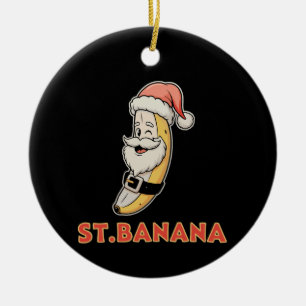 Christmas Banana Santa Funny Xmas Holiday Ceramic Ornament