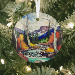 Christmas Banff Canada Maximalist Married Couple Glass Tree Decoration