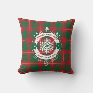 Christmas bang with plaid pattern cushion