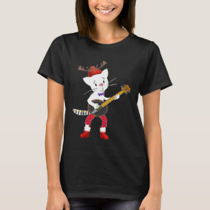 Christmas Banjo Musical Cat Cats Christmas Santa T-Shirt