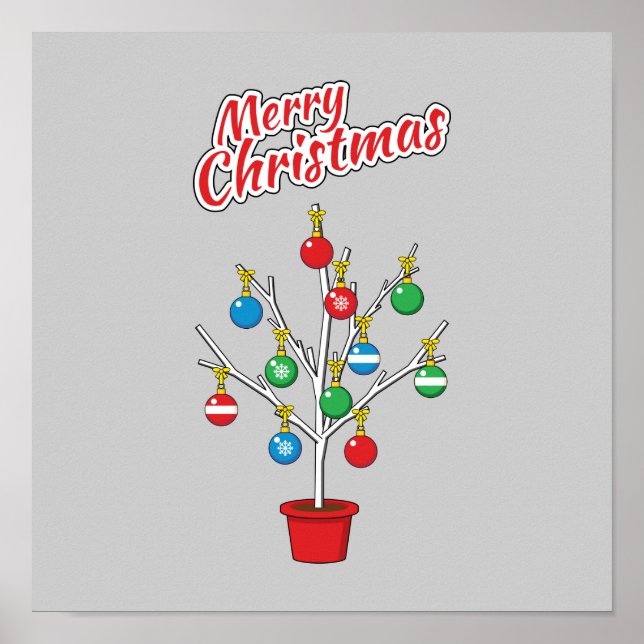 Christmas Bare Branch Tree - Merry Christmas Poster (Front)