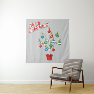 Christmas Bare Branch Tree - Merry Christmas Tapestry