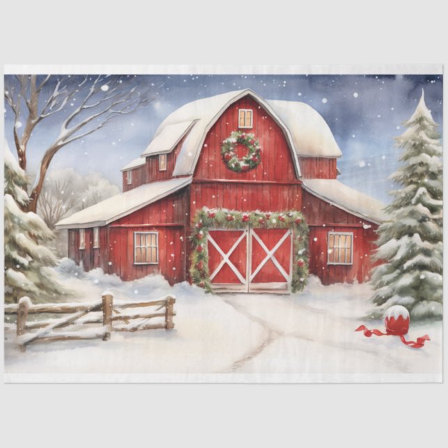 Christmas Barn 5 Decoupage Paper (Front)