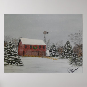 Christmas Barn Poster