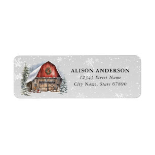Christmas Barn Return Address Labels