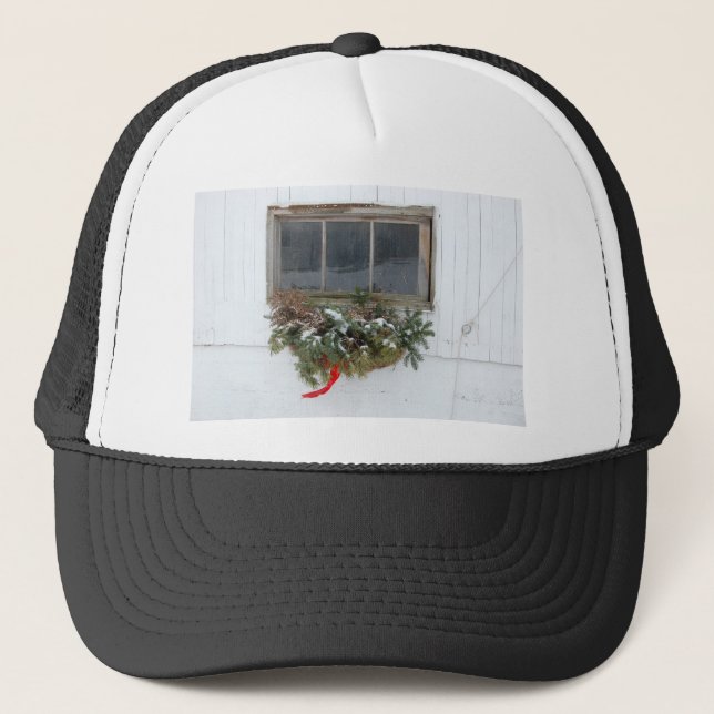 Christmas Barn Window Trucker Hat (Front)