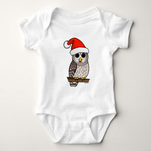 Christmas Barred Owl Santa Baby Bodysuit (Front)