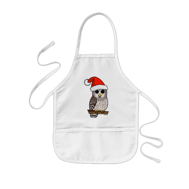 Christmas Barred Owl Santa Kids Apron (Front)