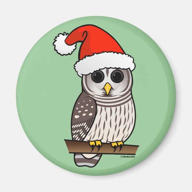 Christmas Barred Owl Santa Magnet (Front)