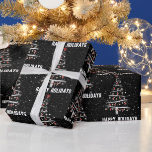 Christmas Baseball and Red Socks Tree Wrapping P Wrapping Paper