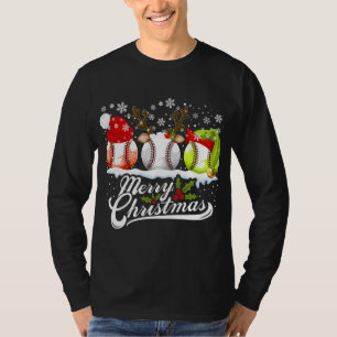 Christmas Baseball Ball Santa Hat Elf Reindeer Fun T-Shirt
