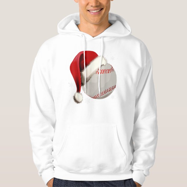 Christmas Baseball Ball Santa Hat Funny Hoodie (Front)