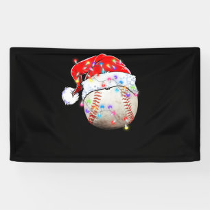 Christmas Baseball Ball Santa Hat Funny Sport Xmas Banner