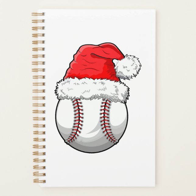 Christmas Baseball Ball Santa Hat Funny Sport Xmas Planner (Front)