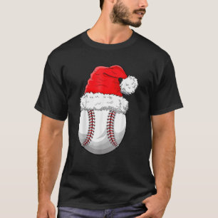 Christmas Baseball Ball Santa Hat  Sport Xmas Boys T-Shirt