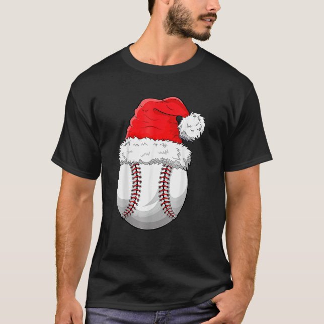 Christmas Baseball Ball Santa Hat  Sport Xmas Boys T-Shirt (Front)