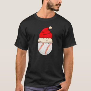 Christmas Baseball Ball Santa Hat  Sports Xmas Boy T-Shirt