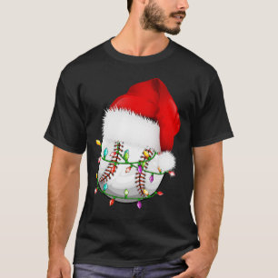 Christmas Baseball Ball Santa Hat T-Shirt