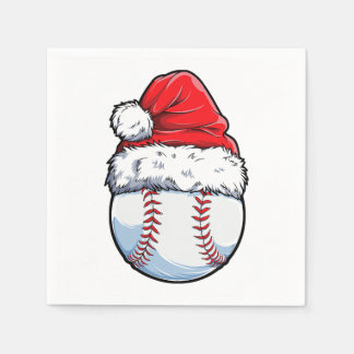 Christmas Baseball Ball Santa Hat Xmas Boys Catche Napkin