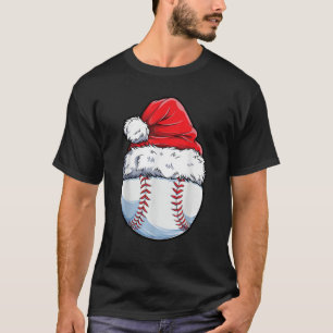 Christmas Baseball Ball Santa Hat Xmas Boys Catche T-Shirt
