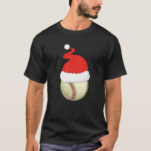 Christmas Baseball Ball Santa Hat Xmas Boys Catche T-Shirt