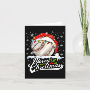 Christmas Baseball Ball Santa Hat Xmas Boys Men  Card