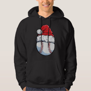 Christmas Baseball Ball Santa Hat Xmas Catcher Pit Hoodie