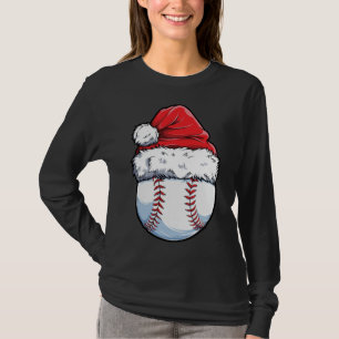 Christmas Baseball Ball Santa Hat Xmas Catcher Pit T-Shirt