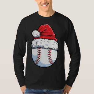 Christmas Baseball Ball Santa Hat Xmas Catcher Pit T-Shirt