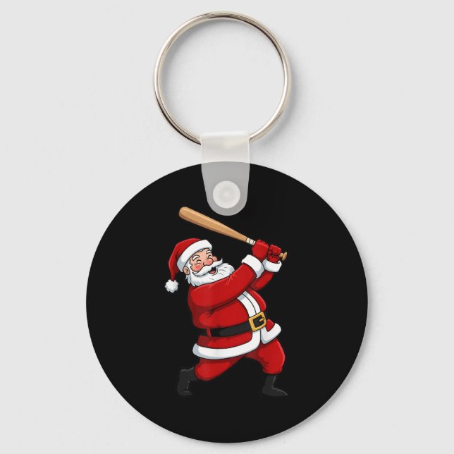 Christmas Baseball Batter Santa Xmas Srt Player Bo Key Ring (Front)