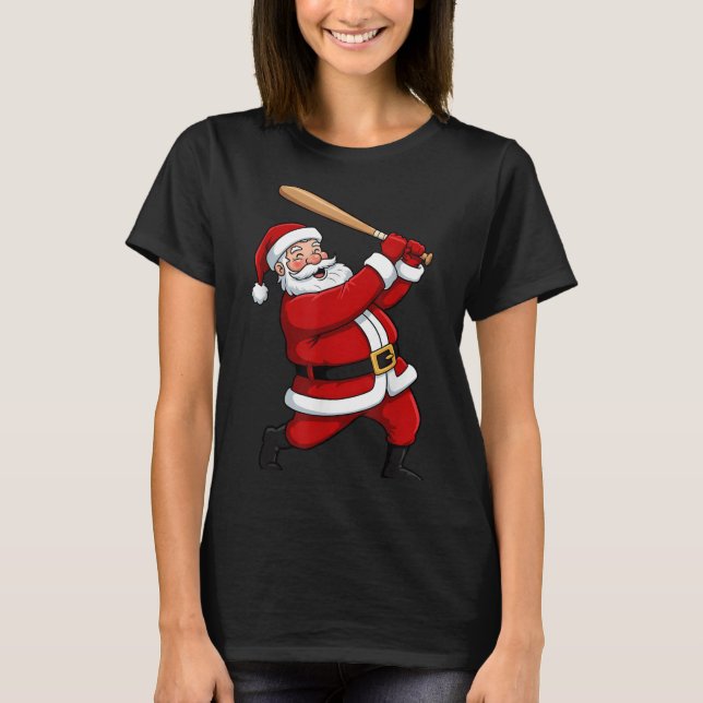 Christmas Baseball Batter Santa Xmas Srt Player Bo T-Shirt (Front)