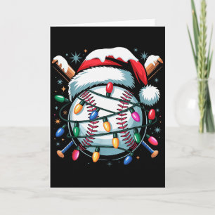 Christmas Baseball Boy Youth Kid Men Santa Hat Xma Card