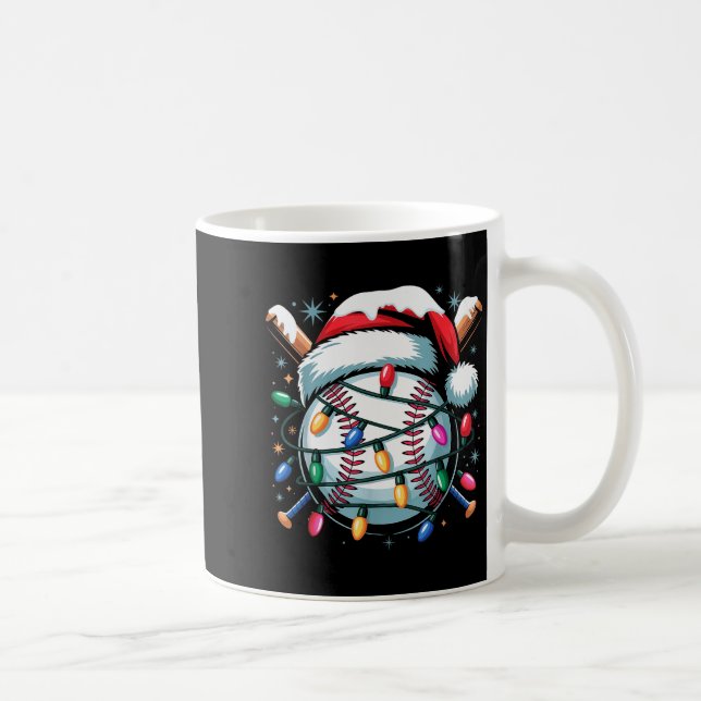Christmas Baseball Boy Youth Kid Men Santa Hat Xma Coffee Mug (Right)