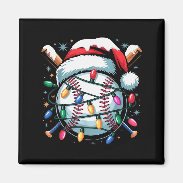 Christmas Baseball Boy Youth Kid Men Santa Hat Xma Magnet (Front)