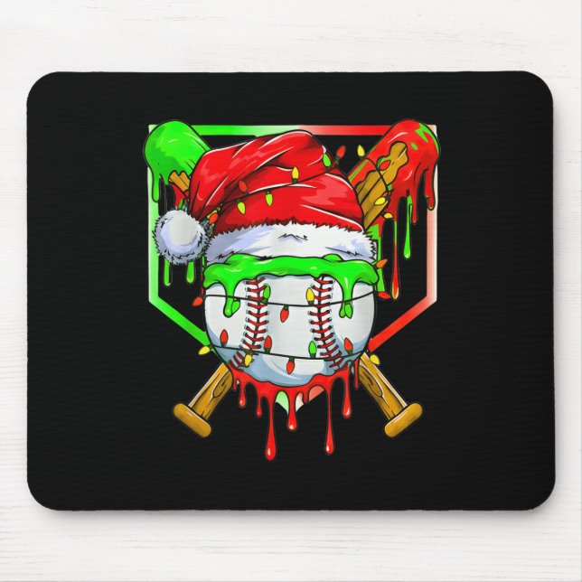 Christmas Baseball Drip For Boys Ice Cream Drip Ba Mouse Pad (Front)