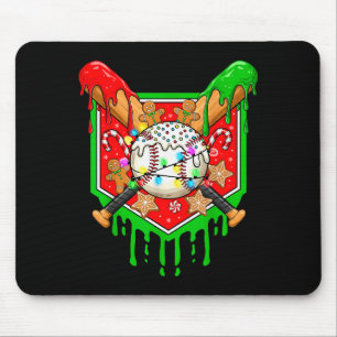 Christmas Baseball Drip For Boys Ice Cream Drip Ba Mouse Pad