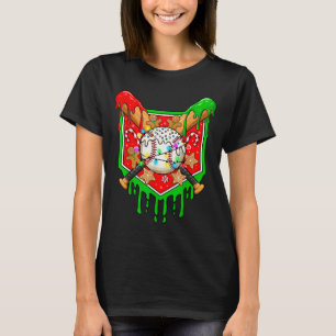 Christmas Baseball Drip For Boys Ice Cream Drip Ba T-Shirt