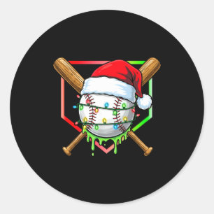 Christmas Baseball Drip Ice Cream Drip Baseball Lo Classic Round Sticker