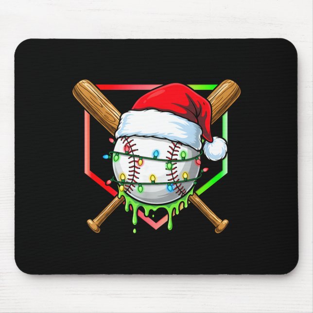 Christmas Baseball Drip Ice Cream Drip Baseball Lo Mouse Pad (Front)