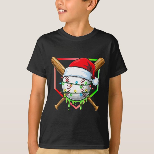 Christmas Baseball Drip Ice Cream Drip Baseball Lo T-Shirt (Front)