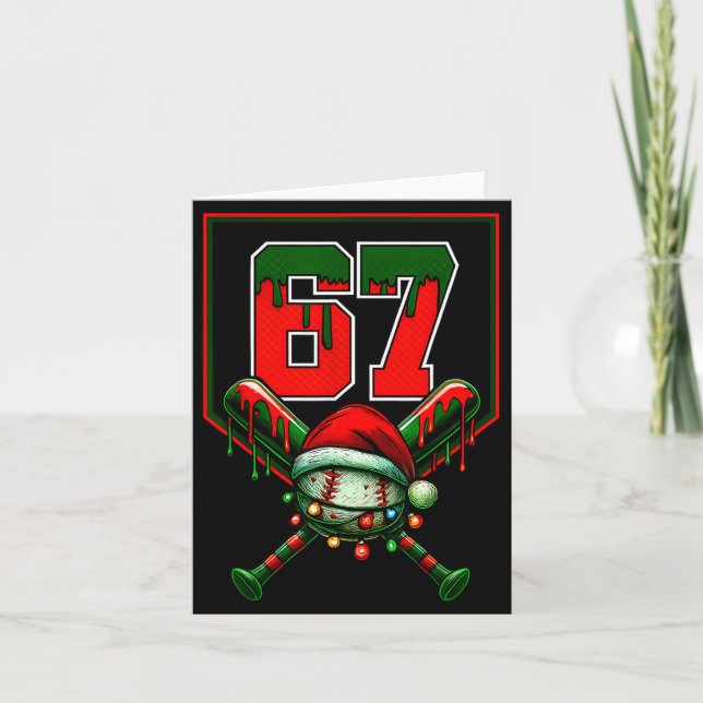 Christmas Baseball Drip Number 67 Player Or 67th B Card (Front)