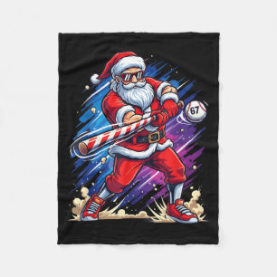 Christmas Baseball Funny Santa Game Day Xmas Boys Fleece Blanket