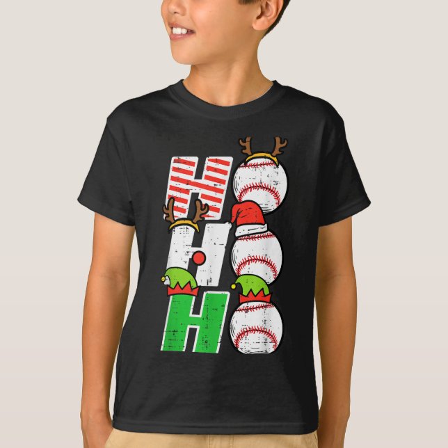 Christmas Baseball Ho Ho Ho Funny Xmas Srts Men Bo T-Shirt (Front)