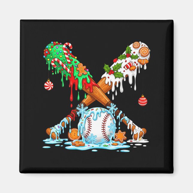 Christmas Baseball Ice Cream Drip Candy Game Day B Magnet (Front)
