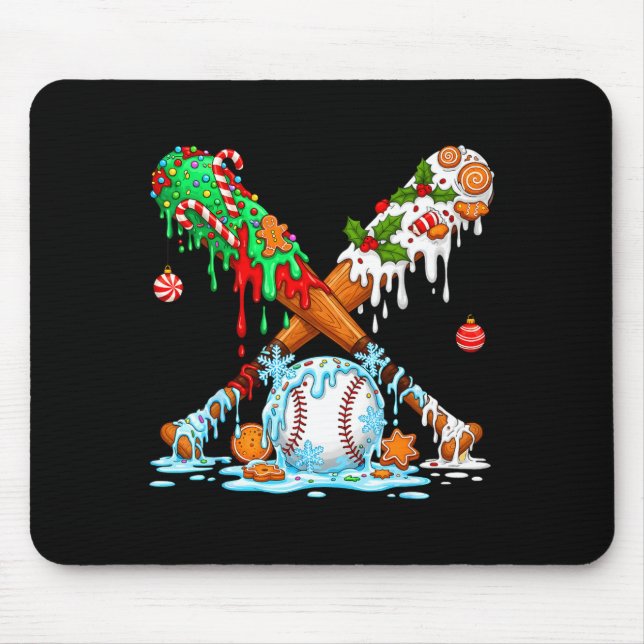 Christmas Baseball Ice Cream Drip Candy Game Day B Mouse Pad (Front)