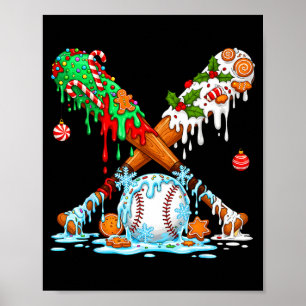 Christmas Baseball Ice Cream Drip Candy Game Day B Poster