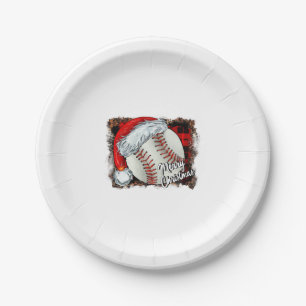 Christmas Baseball Leopard Paper Plate