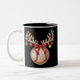 Christmas Baseball Lover Gift Player Xmas Sports Two-Tone Coffee Mug